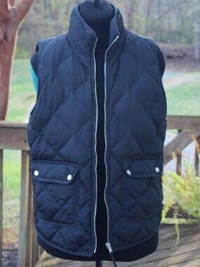 WOOLRICH Quilted Down Vest Black Puffer Sleeveless Cozy Jacket Womens Size M